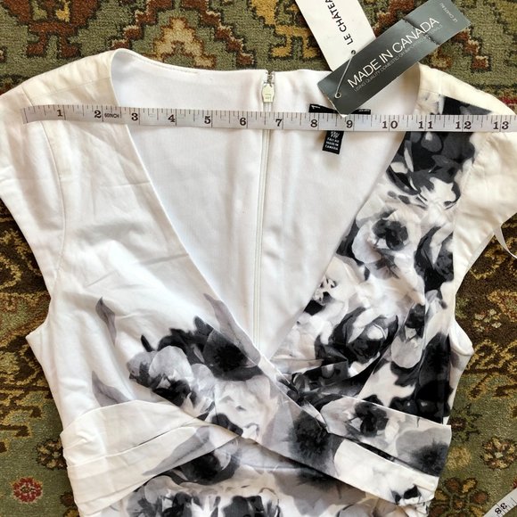 *NWT* White Floral-Print Surplice Neckline Cotton Dress - Made in Canada - XXS - Picture 12 of 16